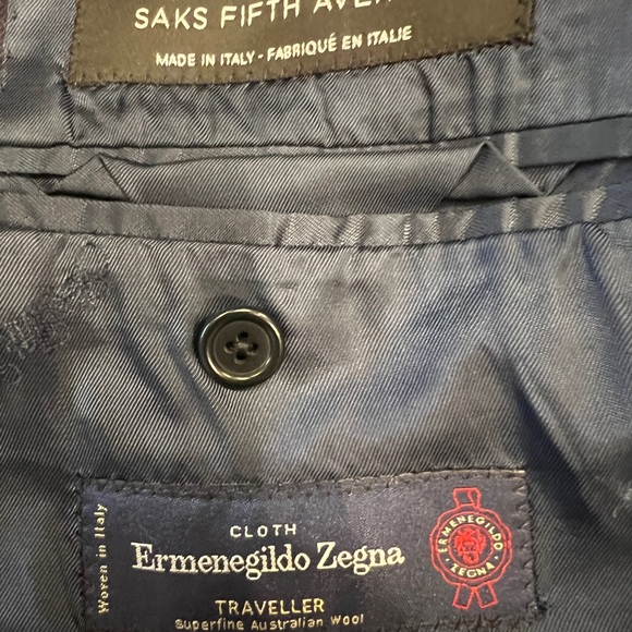 Navy Zegna 40 Regular Suit With Subtle Red Plaid - Picture 11 of 16